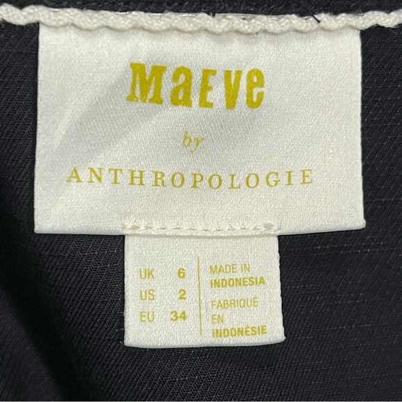 Maeve Anthropologie Becca Linen Blend Square Neck Puff Sleeve Blouse - Picture 4 of 11